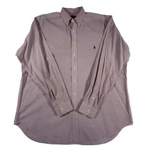 Ralph Lauren Mens XLT Tall Gingham Button Down‎ Shirt Orange Blue Check RN 41381